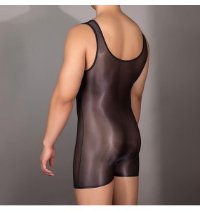 Feeetmoi - Men's Shiny Sheer Bodysuit (Black)